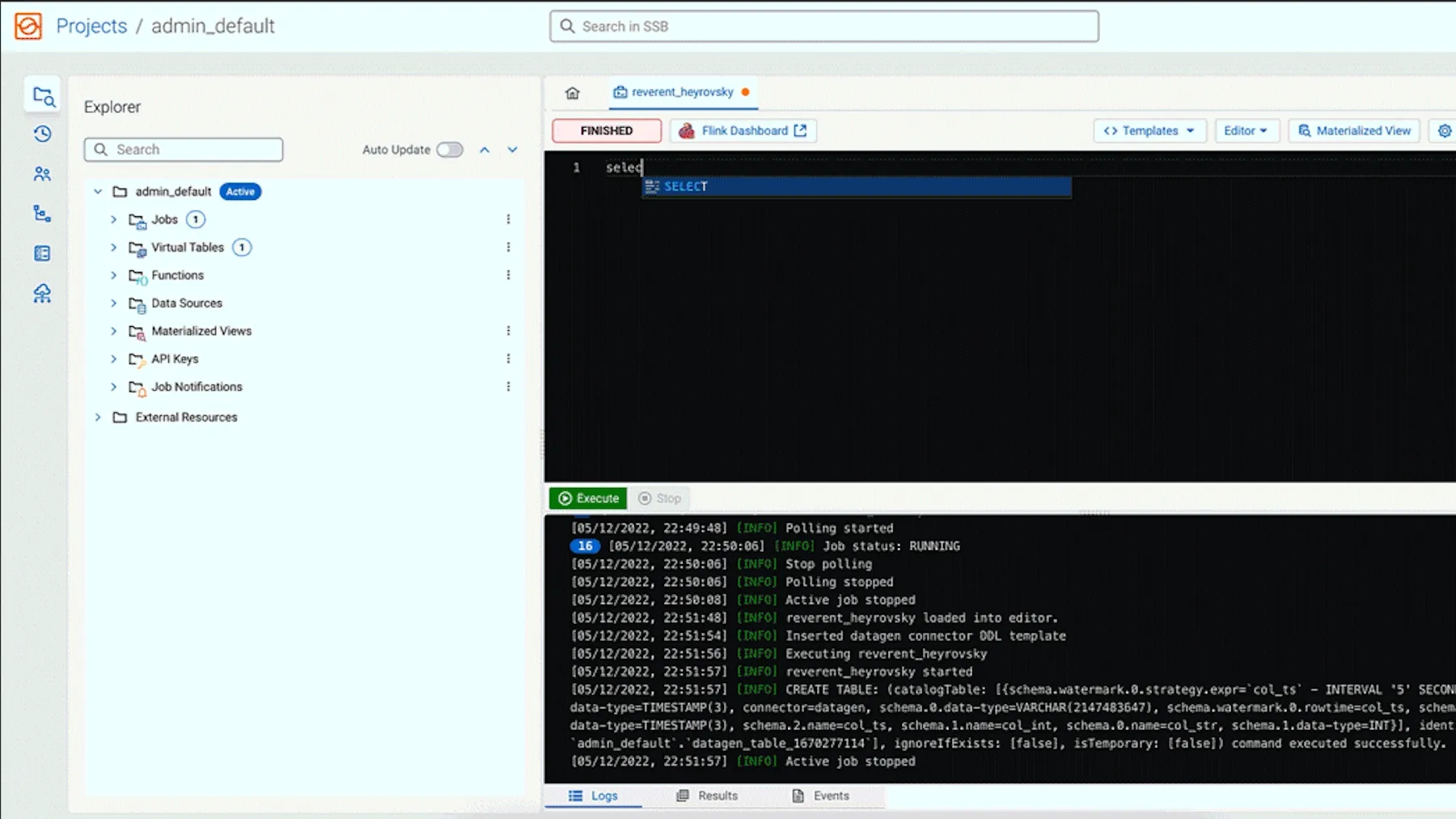 Screenshot del prodotto SQL Streambuilder